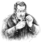Günter Grass. Strichzeichnung von Marietta Armena